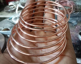 Pure Copper Bangles, Thin Copper Bangle, Set Of 7 Solid Copper Bangle/ Bracelet, Set of 7 PCs, Handmade Bangle, Bangles For Women.