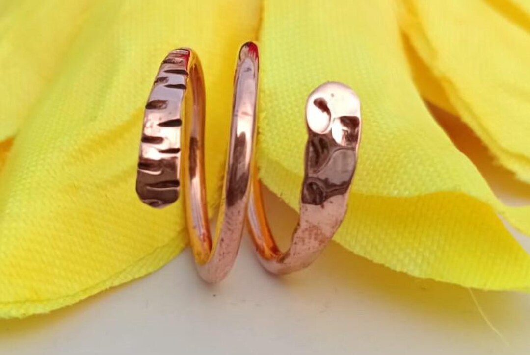 Soft Copper Rings Pure Solid Copper Wrap Ring | Hammered Adjustable Ring | Healing Copper ...