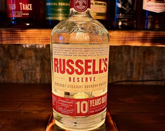 Russell's Reserve bourbon bottle lamp