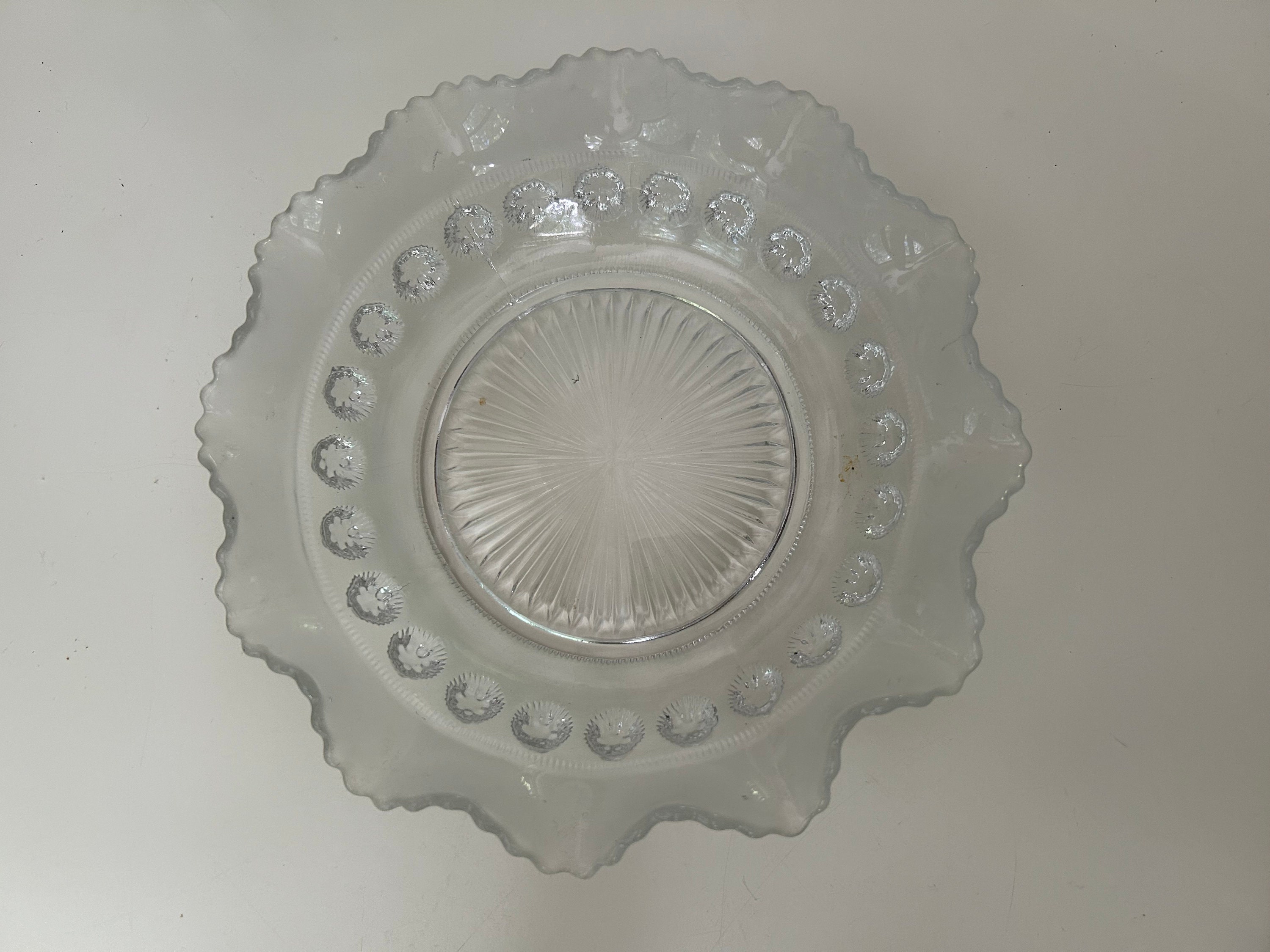 Prunt 3-piece Art Deco Davidsons Clear Glass ‘blackberry Prunt’ Dish Trinket ...