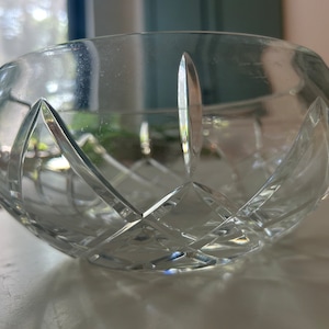Vintage Crystal Bowl with Deep Cut Etching Bowl//Czech Republic
