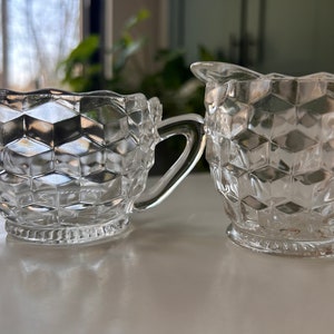 Fostoria 1940&#39;s Cubist Design Cream and Sugar Set