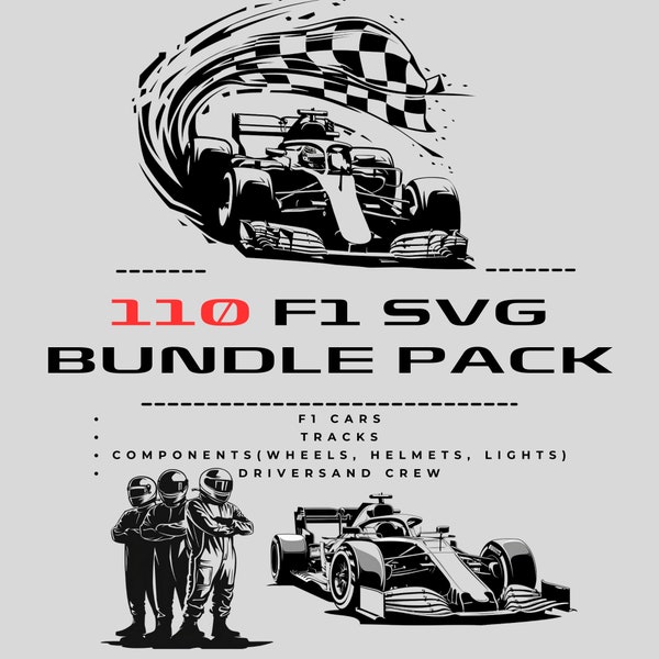 110 SVG Formula 1 Clipart Bundle - F1 Racing png, F1 Racing Car png, F1 Car Illustrations Bundle, F1 Clipart, svg F1 files, Cricut,