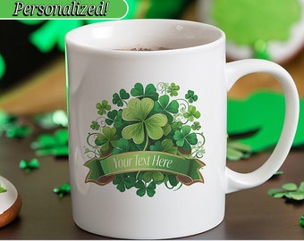 Personalized Shamrock Clover Mug, Custom St. Patrick's Day Mug