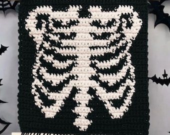 Crochet Pattern | Skeleton | Skeleton Wall Hanger | Tapestry Crochet Pattern | Instant Download | PDF