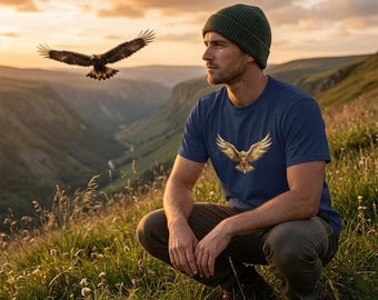 Golden Eagle T-Shirt, Bold Eagle Emblem Tee, Unisex Shirt, Streetwear Style (S-5XL)