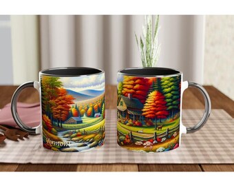Vermont, The United States of Coffee (45/50): Rural Vermont - White 11oz Ceramic Mug with Colour Inside