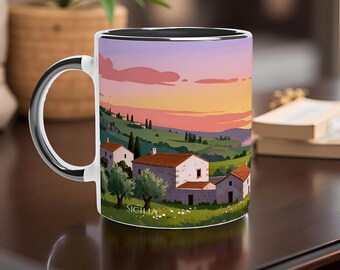 Sicily, Abstract Rural Italian Region Series (16/20) 11oz Coffee Mug