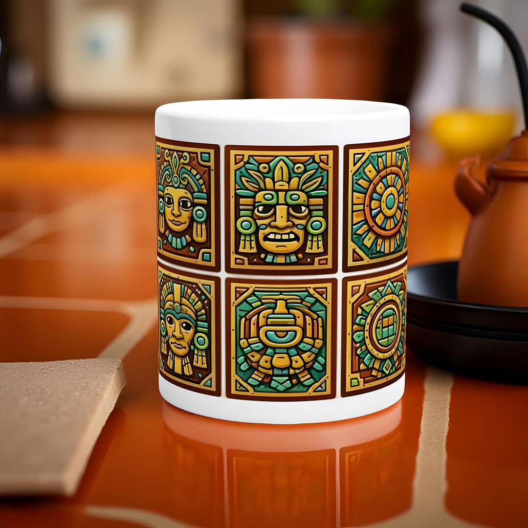 Traditional Aztec Tile Design Mug (03/04) - 11oz Ceramic Coffee Cup - Etsy