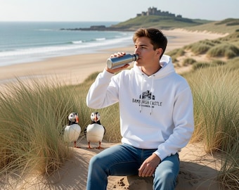 Minimalist Bamburgh Castle Hoodie - Timeless Elegance and History - Classic Unisex Pullover Hoodie | Gildan® 18500
