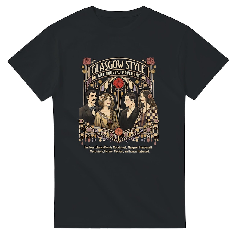 Camiseta estilo Art Nouveau de Glasgow / Camiseta de algodón inspirada en Mackintosh / Diseño escocés vintage / Unisex (Tallas S - 5XL) imagen 2
