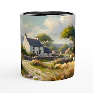 Rural Ireland Spring Mug: Naive Art Ceramic Coffee Cup