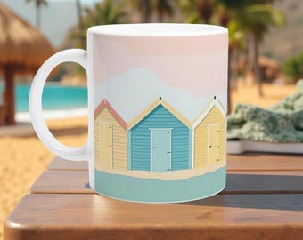 Summer Beach Hut Mug - 11oz Ceramic Coffee Cup