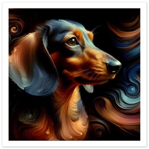 Retrato de perro salchicha, obra abstracta - Póster de papel mate premium