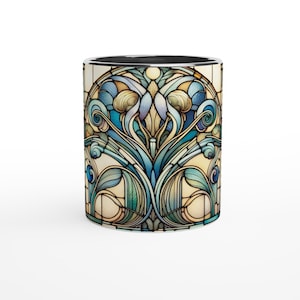 Art Nouveau Stained Glass Coffee Mug: Mackintosh Style Ceramic Mug