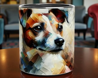 Jack Russel - Portrait Abstract Artwork   - White 11oz Ceramic Mug