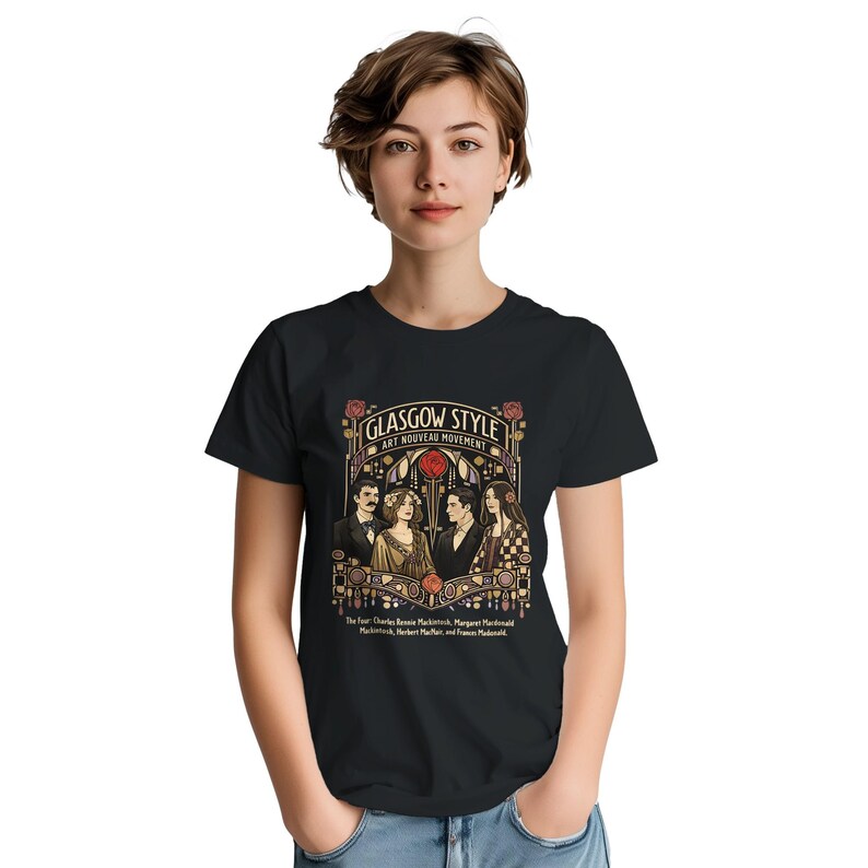 Camiseta estilo Art Nouveau de Glasgow / Camiseta de algodón inspirada en Mackintosh / Diseño escocés vintage / Unisex (Tallas S - 5XL) imagen 12