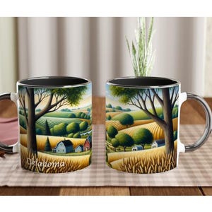 Oklahoma Coffee Mug: Naive Art, United States of Coffee Series