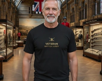 Camiseta de veterano del ejército británico - Camiseta de algodón de calidad (tallas S a 5XL) - ¡Regalo para héroes!