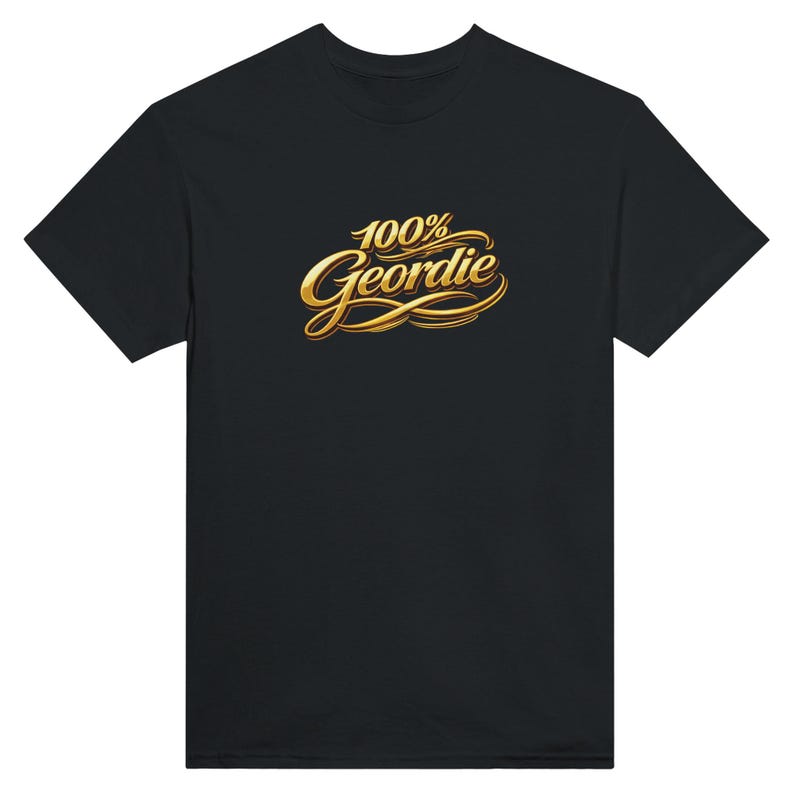Newcastle 100% Geordie T-shirt - Heavyweight Urban Crewneck (S-5XL) - GOLD Logo Bild 3