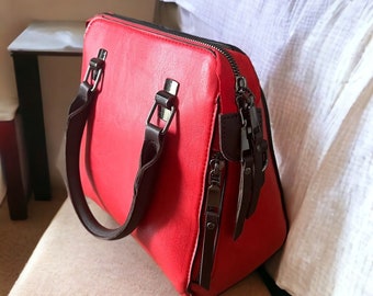Vintage rote Tasche, Tasche unter dem Arm, quadratische Tasche, Schultertasche, Crossbody-Tasche, Mode-Handtasche, lässige feste Tasche, Alltagstasche, Geschenk für sie.