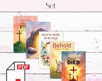 Easter Bulletin Cover Set: Scripture Designs, Canva Template (Digital Download) | #10