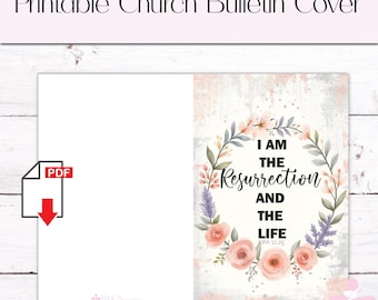 Easter Church Bulletin Cover: Resurrection Floral Design (PDF, Canva Template) | #63