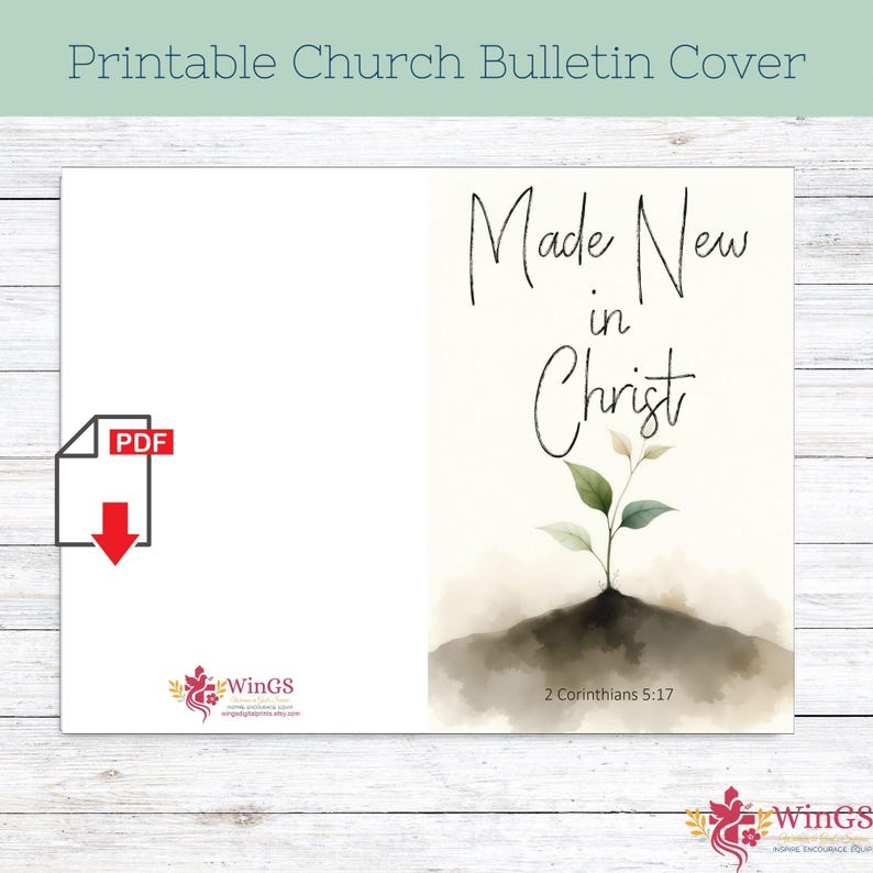 Church Bulletin Cover - Made New in Christ - PLUS Canva Template ...