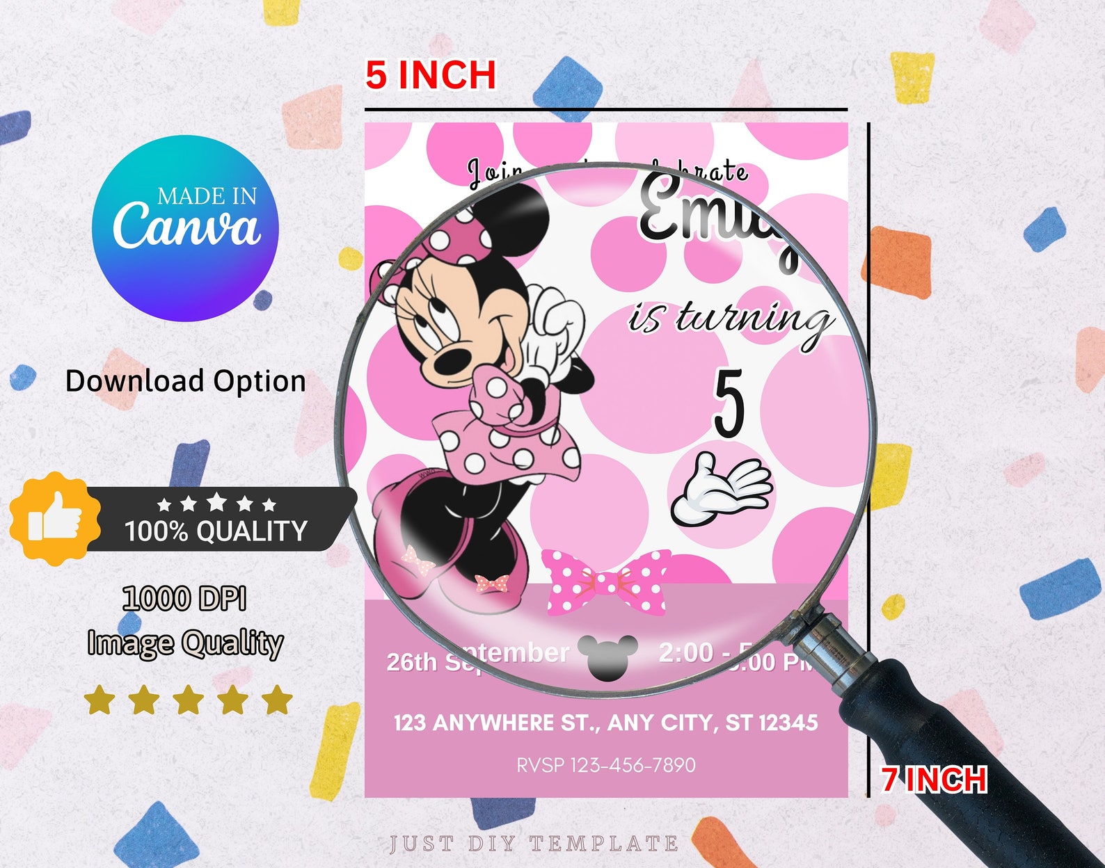Minnie Mouse Birthday Invitation, Editable Minnie Mouse Birthday ...