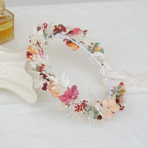 artificial flower+natural dried flower mixed bridal headpieces,Bridal dried flower crown,Bohemian dried flower crown, wild flower hair crown