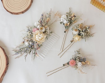 Bohemian wedding dry flower hair comb,dry flower hair comb, bride hair comb