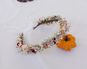 Baby Breathing Crown, Pink Theme Girl Crown, Bohemian Style Bridal Crown, Dried Flower Crown, Baby Crown, Children's Crown，Flower Girl Crown