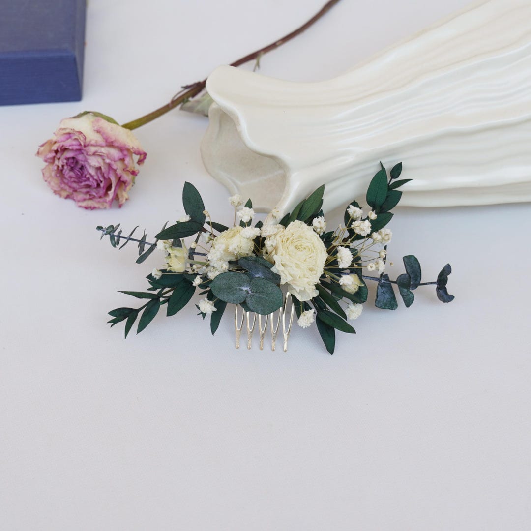 Dried Flower Hair Comb, Bohemian Eucalyptus Baby Breathing Hair Comb ...