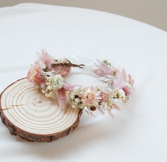 Buy Natural Dried Flowers Crown,pink Bridal Crown,newborn Crown 