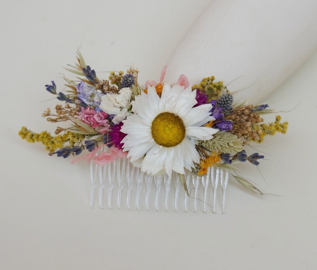 Boho Wedding Dry Flower Comb. Spring Wedding Colored Bridal Comb ...