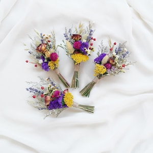 Bohemian mini bouquet of wildflowers. Colorful bouquet of dried flowers. Rural Wedding Center Bouquet, Festival Gift, Small Vase Bouquet