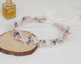 Bride flower head piece, garden wedding bridal crown, wedding hair accessories, children's crown, party crown，Natural flower hair crown