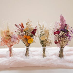 Dried flower bouquet, glass vase arrangement, Bohemian wedding center bouquet, home decoration, mixed color bouquet