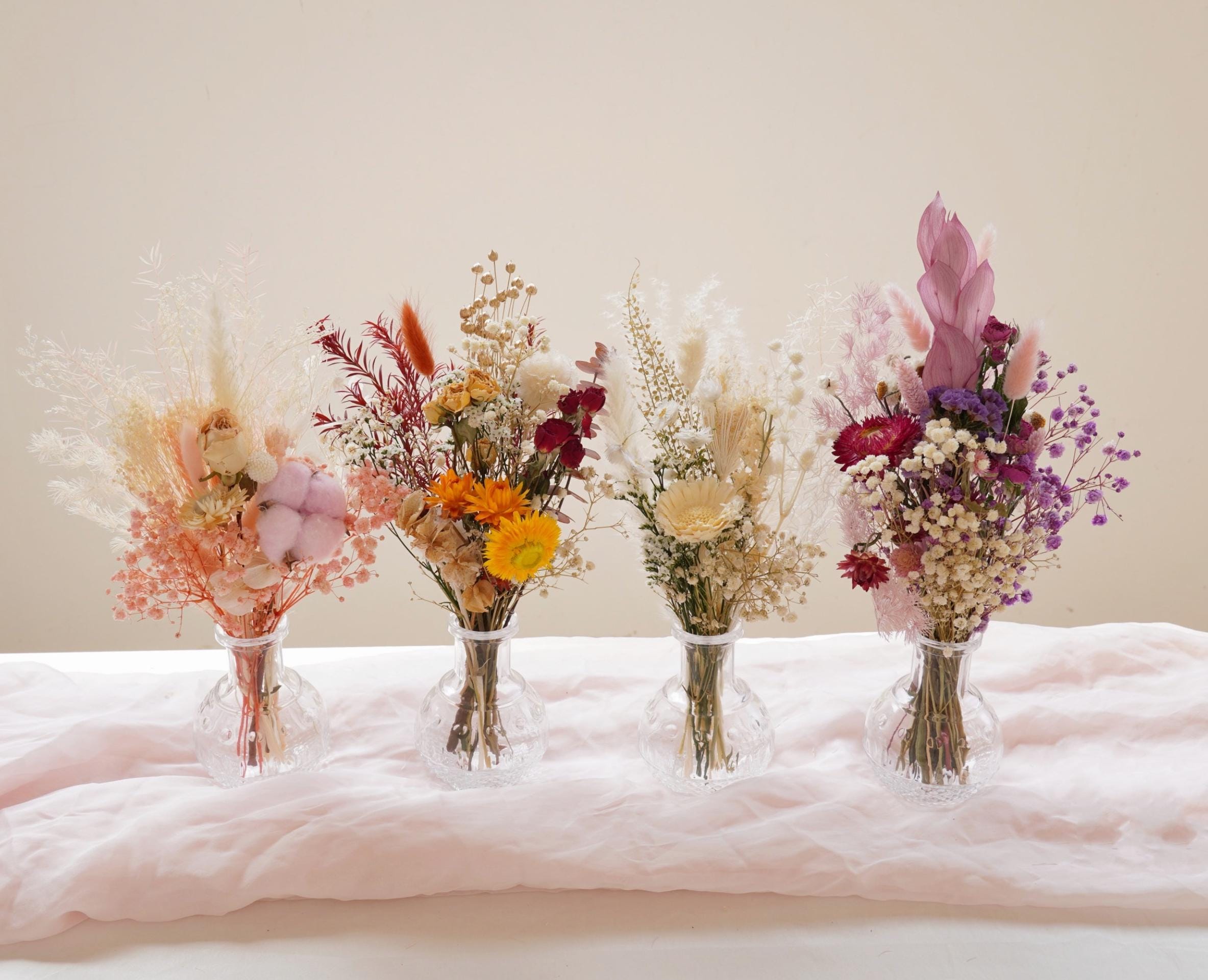 Bouquet De Fleurs Séchées, Arrangement De Vase En Verre, Bouquet De Centre De Mariage Bohème, Décoration De Maison, Bouquet De Couleurs Mélangées - France