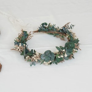 eucalyptus dried  flower hair crown,Bridal dried flower crown,Bohemian dried flower crown, wedding hair accessories,wild flower hair crown