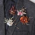 Dried flower brooch, Autumn wedding brooch, Bohemian Boutonniere, Groomsman wedding accessories, Suit lapel brooch,Groom's boutonniere