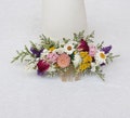 Dried rose hair comb. Little Daisy Bride Hair Comb. Bohemian wedding hair accessories. Girl's hair comb. Mixed color hair comb