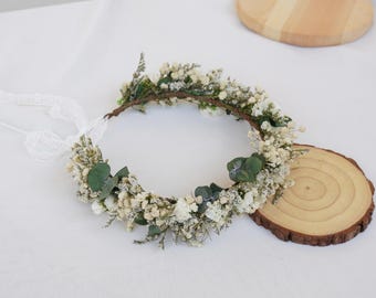 Eucalyptus+Baby Breathing Dried Flower Crown, Bohemian Children's Crown, Country Wedding Bridal Crown, Girls' Crown, Bridesmaids' Crown