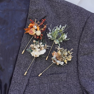 Dried flower brooch, men&#39;s brooch, autumn wedding brooch, bohemian boutonniere, groomsman wedding accessories, suit lapel brooch