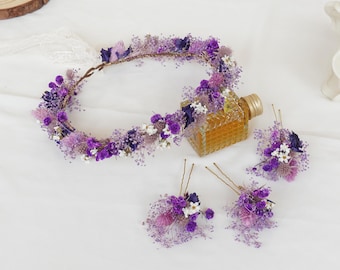 Natural flower hair crown，Bride flower head piece, garden wedding bridal crown, wedding hair accessories, children's crown, party crown