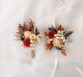 Burnt Orange Dried Flower Corsage : Bohemian Wedding Wrist Flower