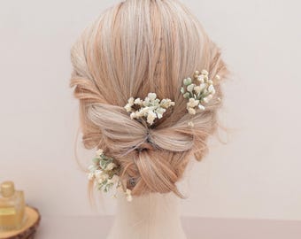Dried Baby's Breath  Hair Pins – Bridal Wedding Headpiece for Bride