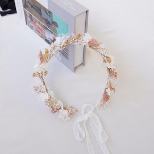 Boho Trockenblumenkrone, rosa Trockenblumenkrone, Baby atmende Mädchenkrone, Kinderkrone, Babykrone