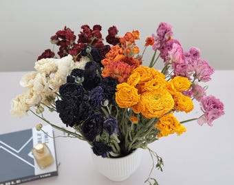 Ranunculus Dried Flower Bouquet, Peony Bunch Home Decoration