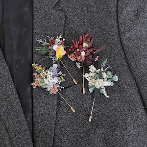 Dried Flower Brooch : Bohemian Groomsman Boutonniere